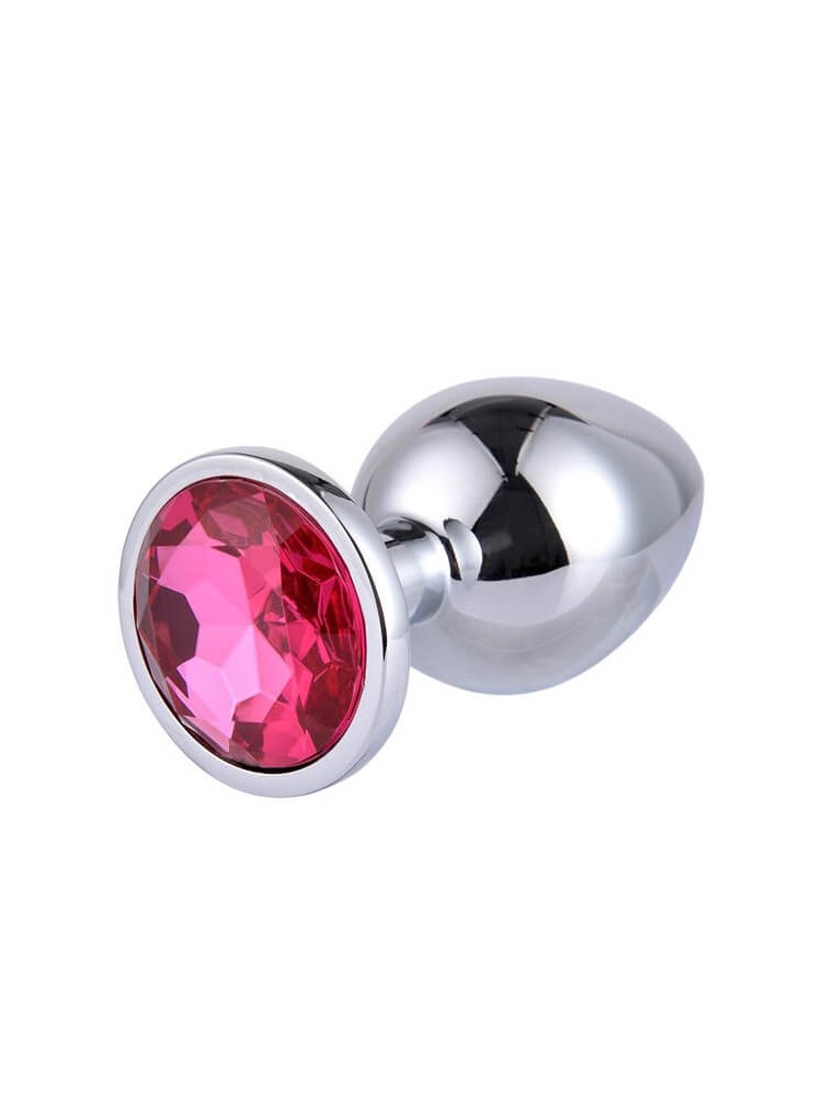 Small Metallic Butt Plug Silver/Pink - nss4038171